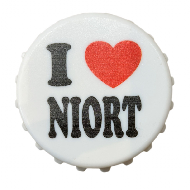 MAGNET en forme de capsule I love Niort