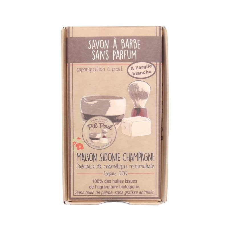Savon à barbe Bio à l'argile blanche sans parfum